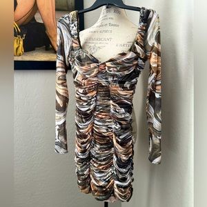 Zara sheer long sleeve mini dress; Size S